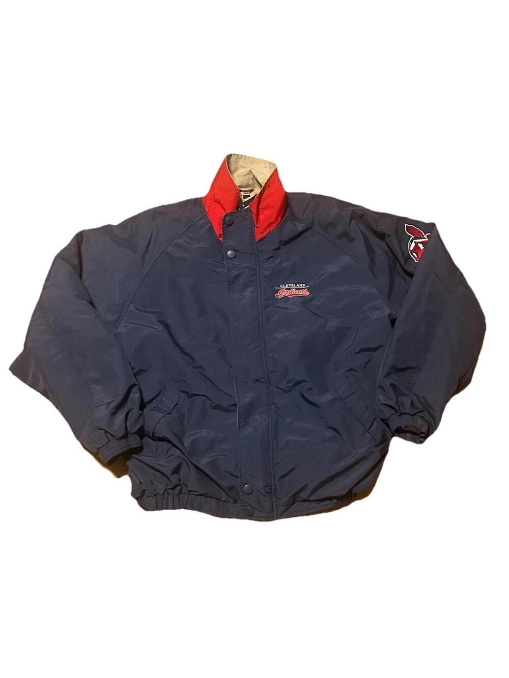 Vintage Cleveland Indians Jacket Mens Large Starter Nylon Pullover Windbreaker
